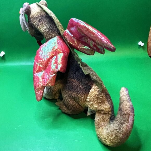 Ty Beanie Baby Scorch dragon 1998 brown plush red iridescent wings PVC PE - Picture 2 of 10